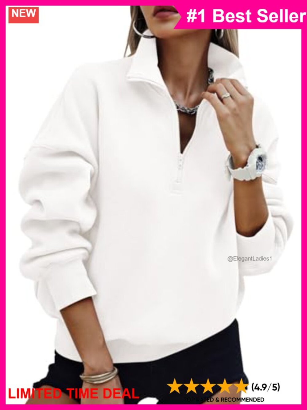 Oversized Half Zip Fleece Sweatshirt Stand-Up Collar Drop Shoulder